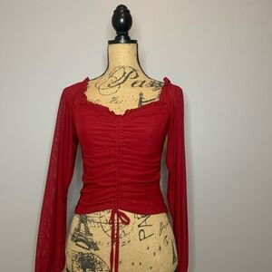 Elegant Red Ruched Women's Top
